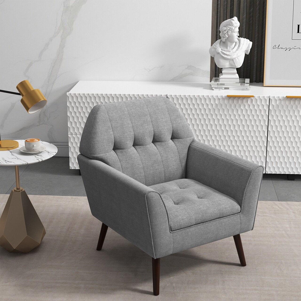 Modern Tufted Fabric Accent Chair with Rubber Wood Legs Michaels